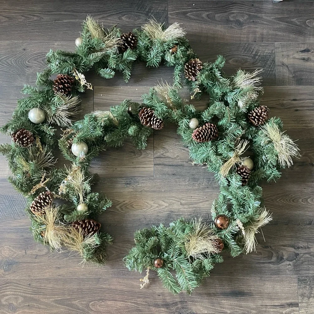 Pier 1 Gold and Brown Ornament Unlit Garlands